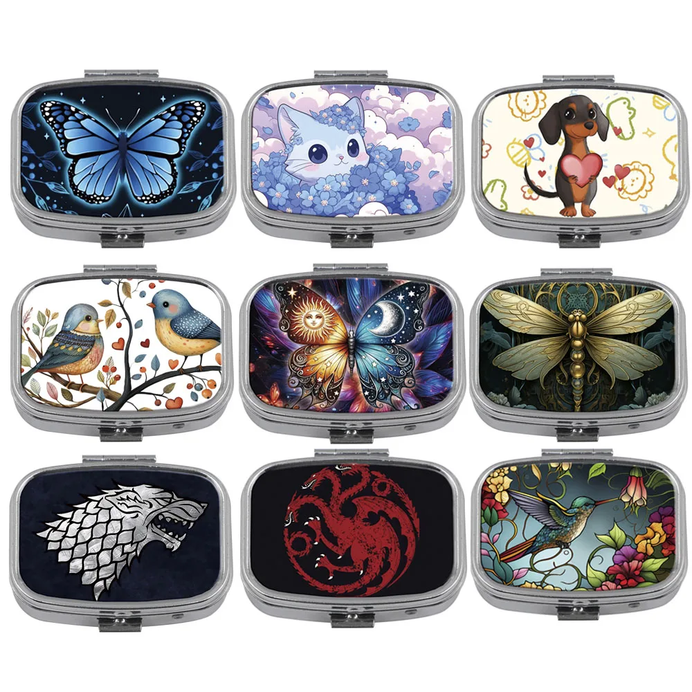 Mini Portable Cartoon Animal Pill Organizer with Multi-Grid Storage