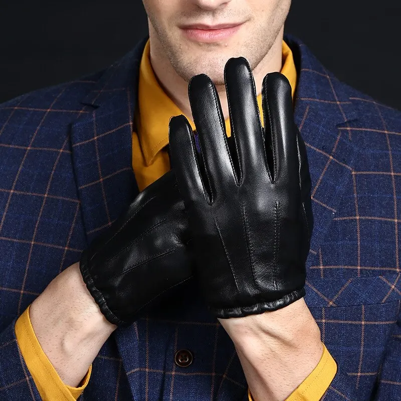 Winter Gloves Men Women Black PU Leather Cashmere Warm Driving Gloves Mittens Touch Screen Waterproof waterproof gloves