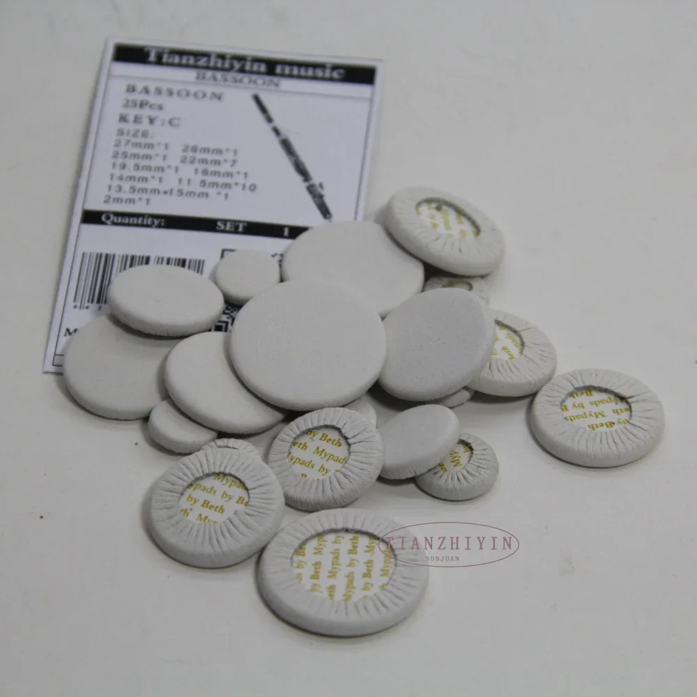 25pcs Bassoon Pads Set Real Leather Excellent Quality Bassoon Parts Nice Material for Repair And Maintenance