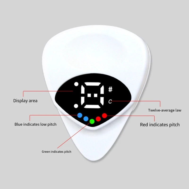 New Guitar Tuner For Folk Guitar Bass and Ukulele Featuring Built In Pick & Display