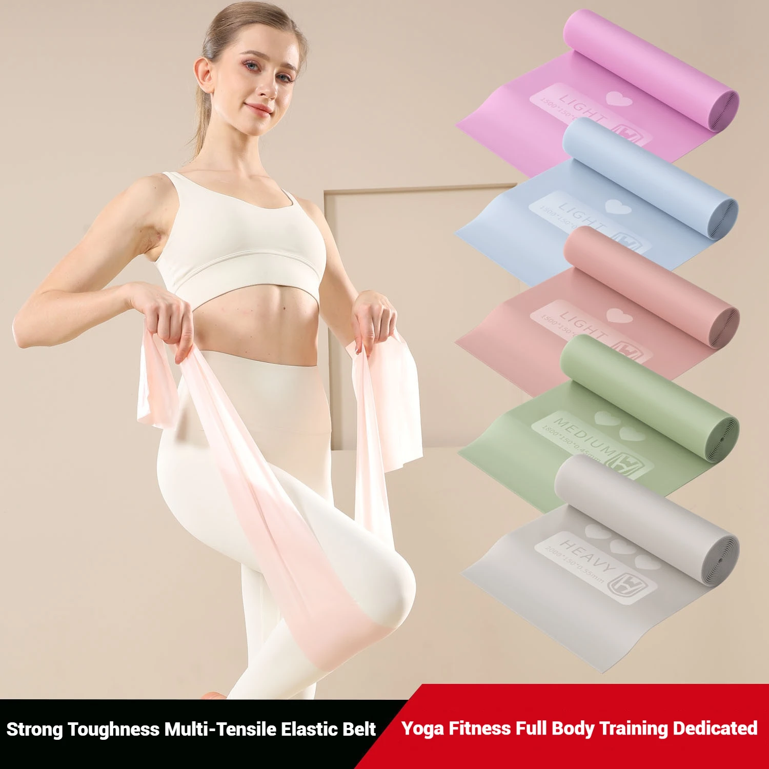 Sb596fe4da19549cab8f3ada118a1b7c1p.jpg WOSWEIR-Yoga Rally Resistance Strap for Home Stretching Ladies Beginner Body Fitness Latin Dance Stretch Aid Band - Image 1