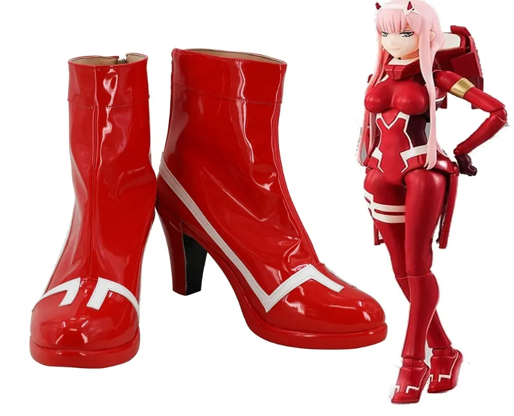 

Darling in the Franxx Zero Two Code 002 Cosplay Boots Red Shoes High Heel Custom Made Any Size