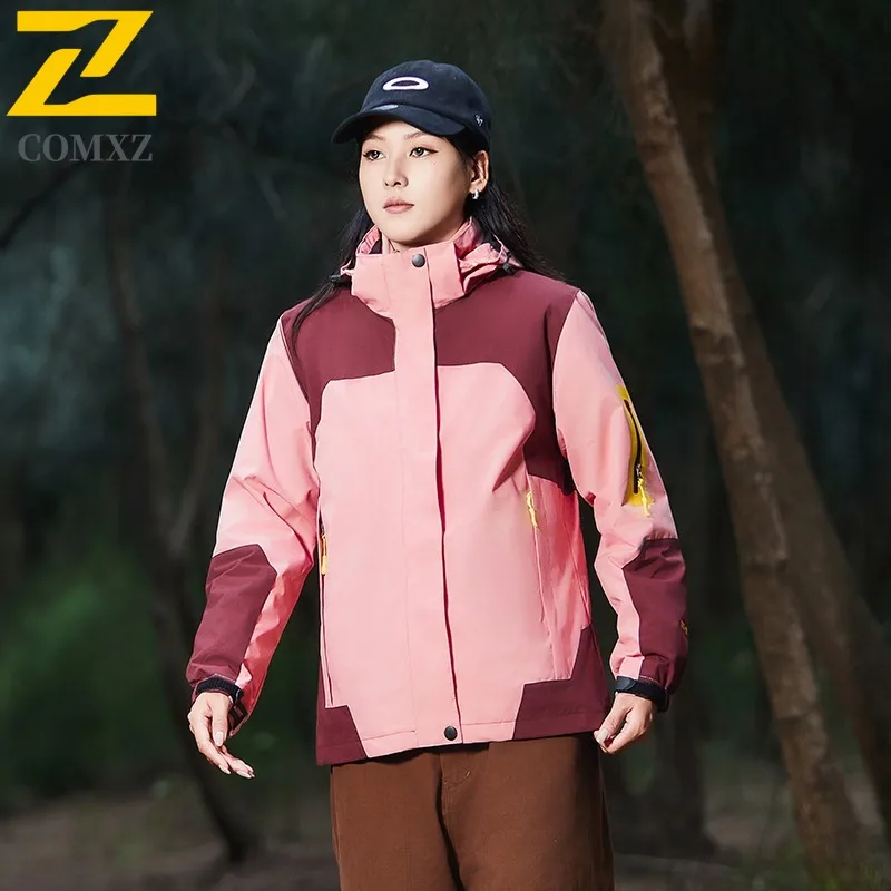 COMXZ Thickened Hooded Mens Jacket Outdoor Rock Climbing Windproof Warm Parka Minimalist Design Travel Winter New Zipper Coat