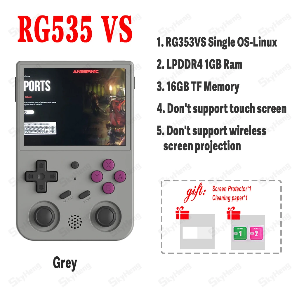 New Rg353vs Handheld Game Console Retro Games 3.5 Inch Android