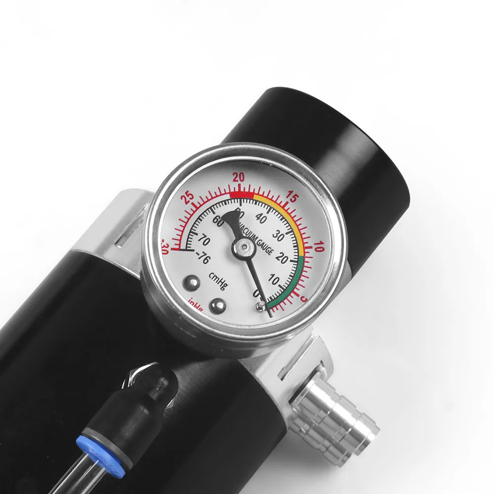 Aluminum engine oil catch reservoir breather tank/can + vacuum pressure gauge / oil catch tank/oil can TT100770