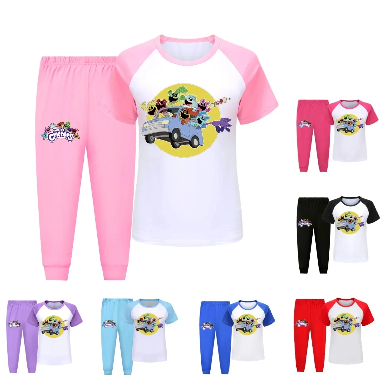 

Game Smiling Critters Clothes Children Summer Pajama Sets Baby Boys Girls Short Sleeve T-Shirt + Legging 2Pcs Set Kids SportSuit