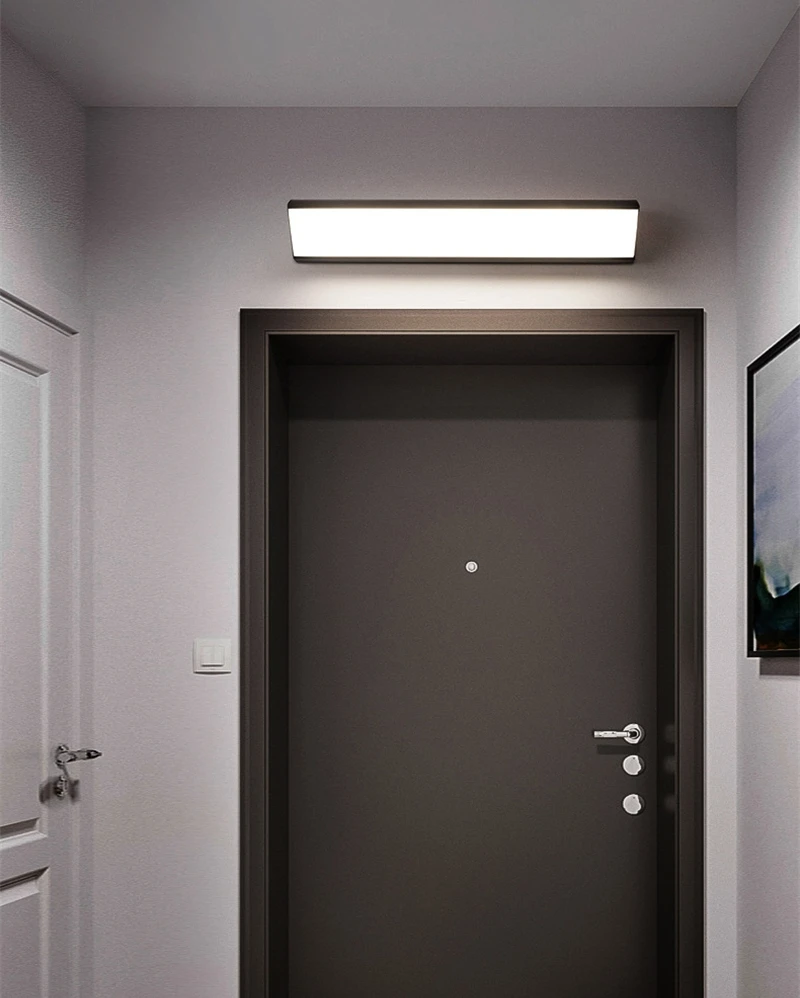 Motion Sensor LED Outdoor Wall Lamp IP65 Waterproof Long Strip Corner Garden Sconce Front Door Porch Home Exterior Wall Lighting