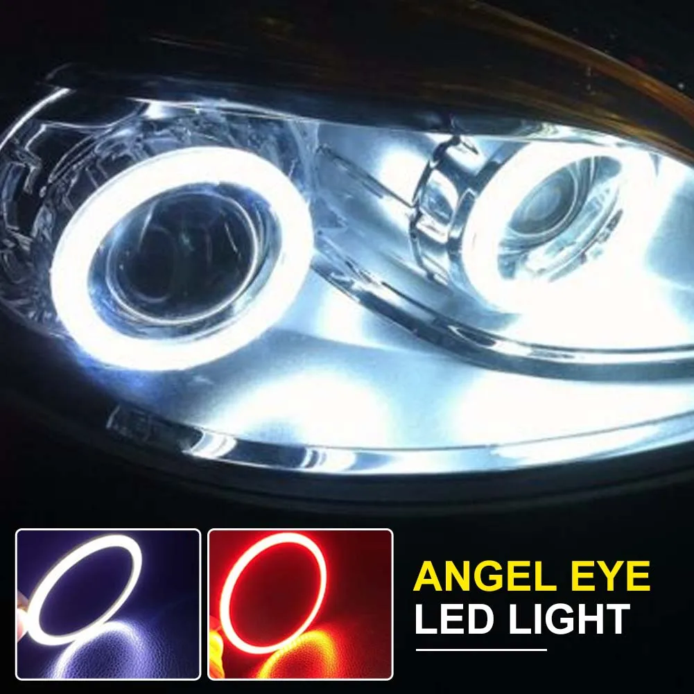 1 Pz Cob Led Faro Angel Eye Lampadina 70/80/90Mm Super Bright Halo Ring Drl 12V Impermeabile Luce Di Marcia Diurna Bianca O Rossa