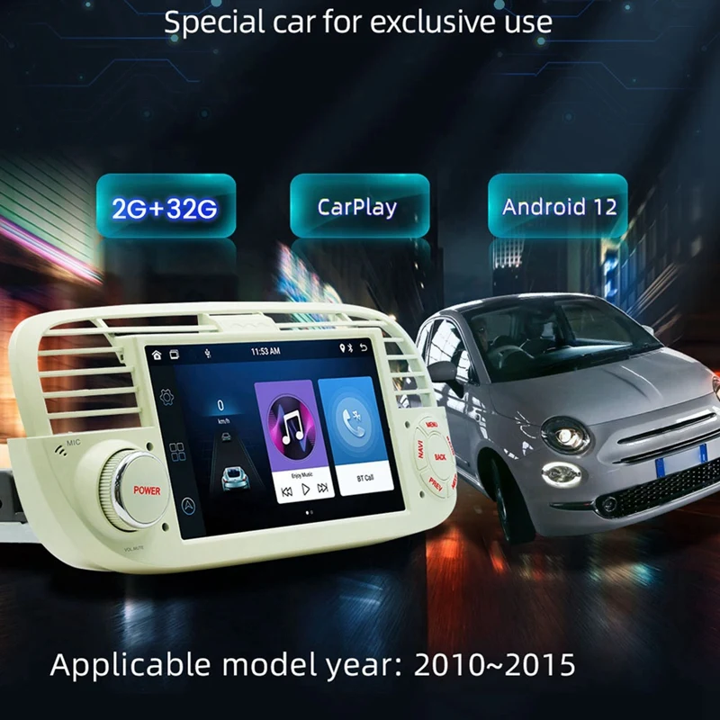 Android 12 Autoradio Lettore Multimediale Stereo Per Fiat 500 Wireless Carplay Car Lettore Portatile Schermo Di Navigazione