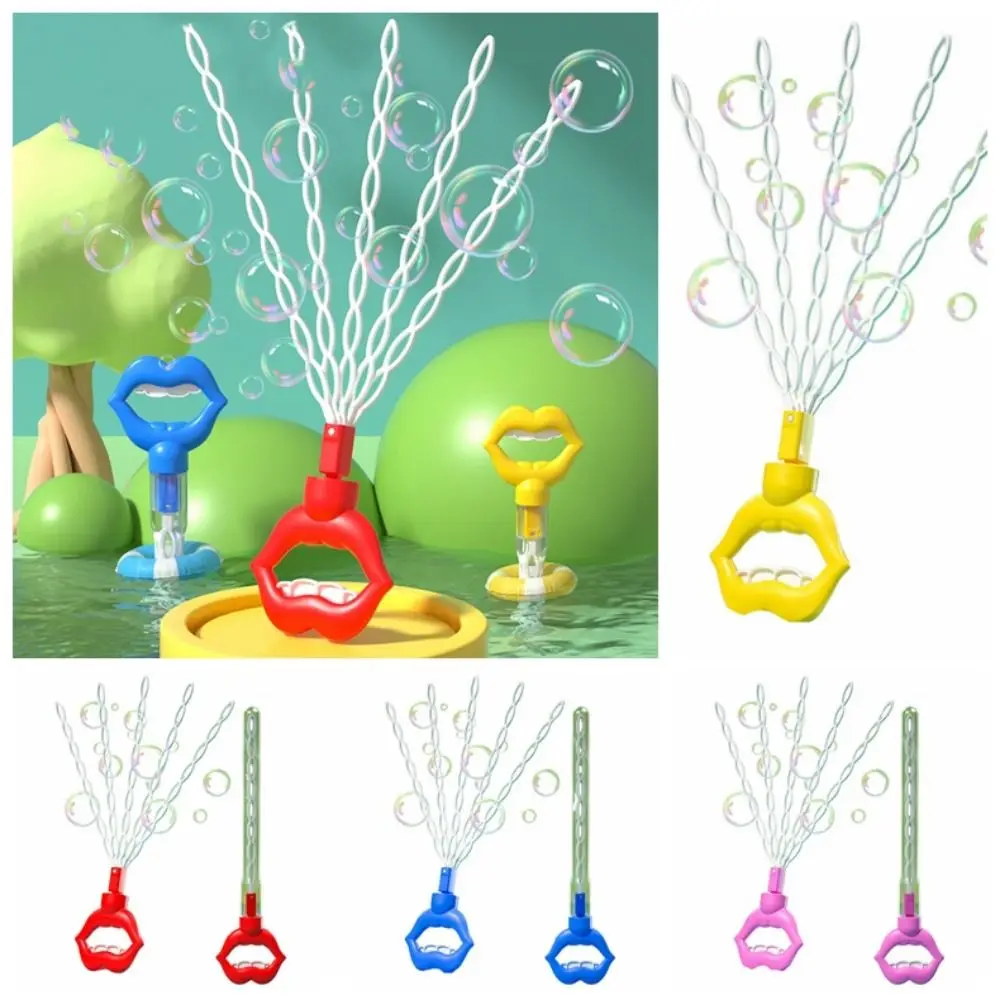 Easy Use 40 Hole Bubble Stick Lip Soap Blowing Children's Bubble Wand Bubble Tool Handheld Big Bubble Wands Outdoor Activity 2
