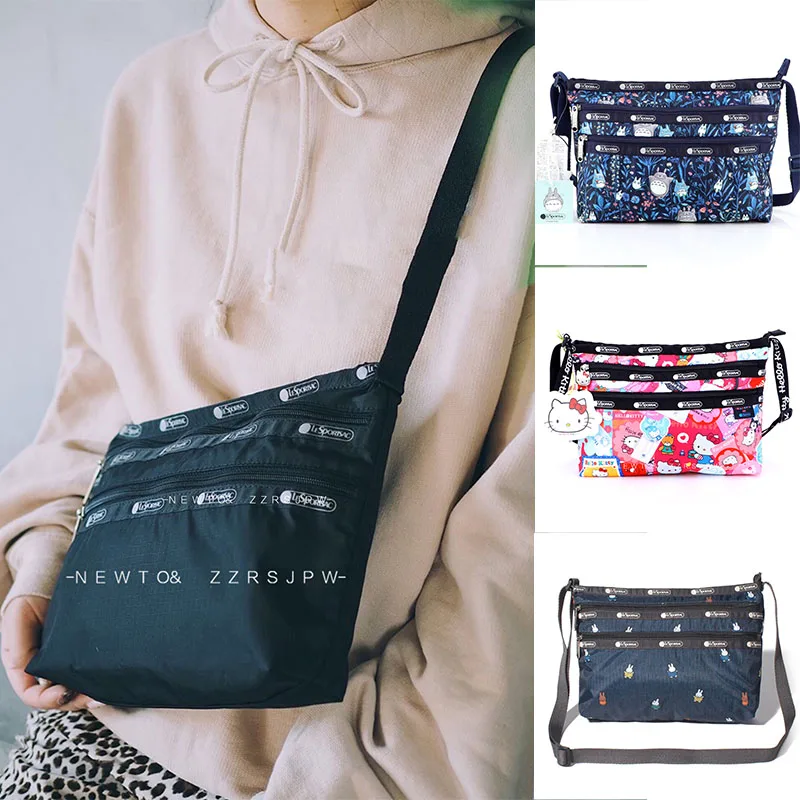 

New Lesportsac Waterproof Flower Cloth Bag Totoro Co Branded Lightweight Leisure Travel One Shoulder Crossbody Bag Holiday Gift