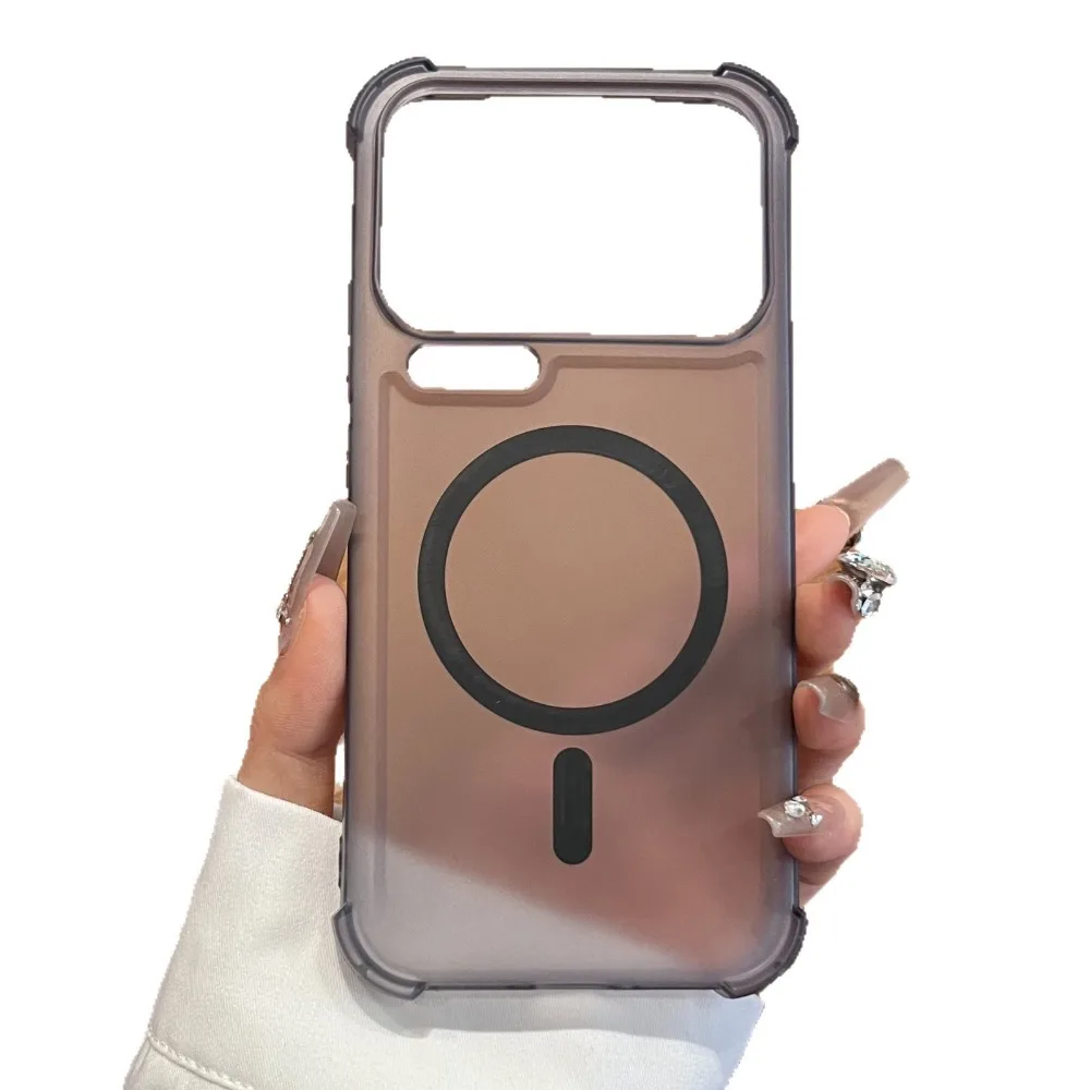 Trendy Matte Soft Frosted Clear Magnetic Shockproof Phone Case with Four-Corner Protection