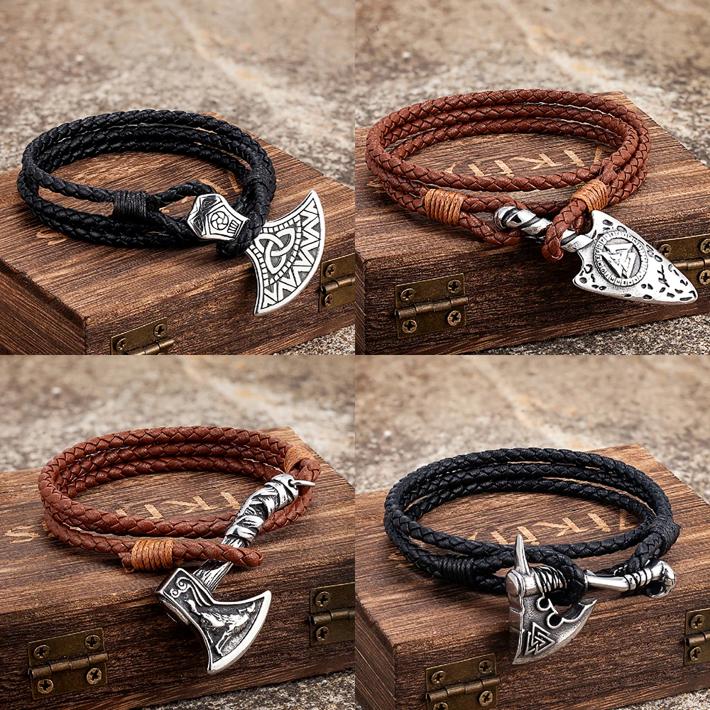 Amazon.com: Oyalma Men's Jewelry Axe Wrap Viking Bracelet Men's Leather  Accessories Silver Color Hatchet Handmade Pirate Bracelet For Male-34503 :  Clothing, Shoes & Jewelry