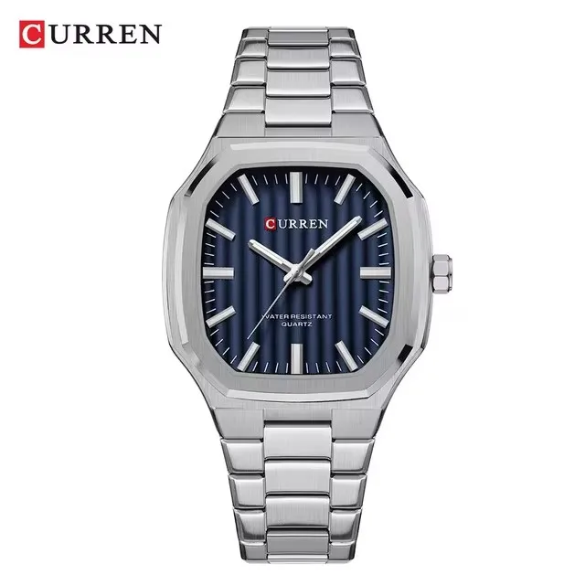 CURREN 8458 Men Quartz Watch Fashion Business Simple Leisure Silvery Stainless Steel Strap Wristwatch 5