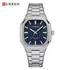 CURREN 8458 Men Quartz Watch Fashion Business Simple Leisure Silvery Stainless Steel Strap Wristwatch 5