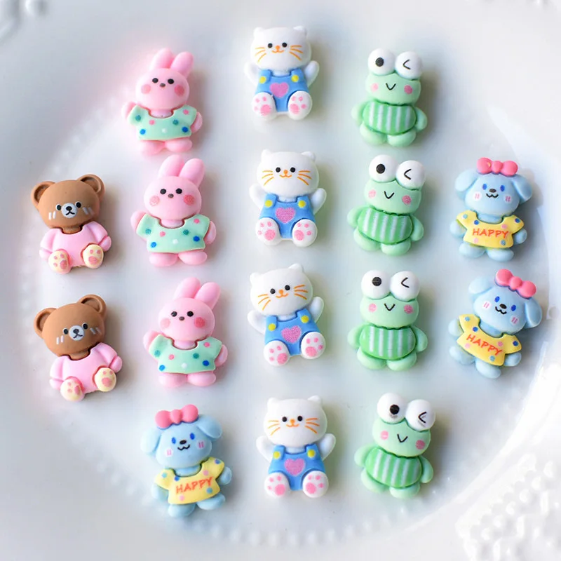 미니 귀여운 만화 동물, 곰, 토끼, 개구리 수지 스크랩북, DIY 주얼리 머리핀 액세서리, 장식 공예, 20 개, 신제품