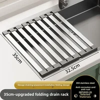 304 stainless steel kitchen sink drain rack, sink bowl and dish storage rack, foldable and retractable drain basket 5