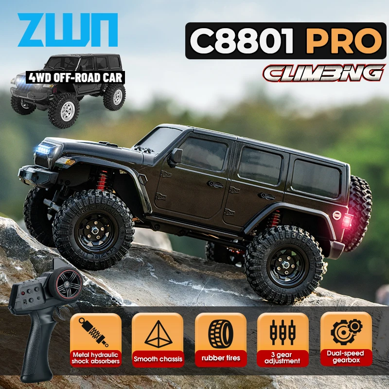 C8801 PRO/ C8801 1/18 RC Car With Light 2.4G 4WD Electric Climbing