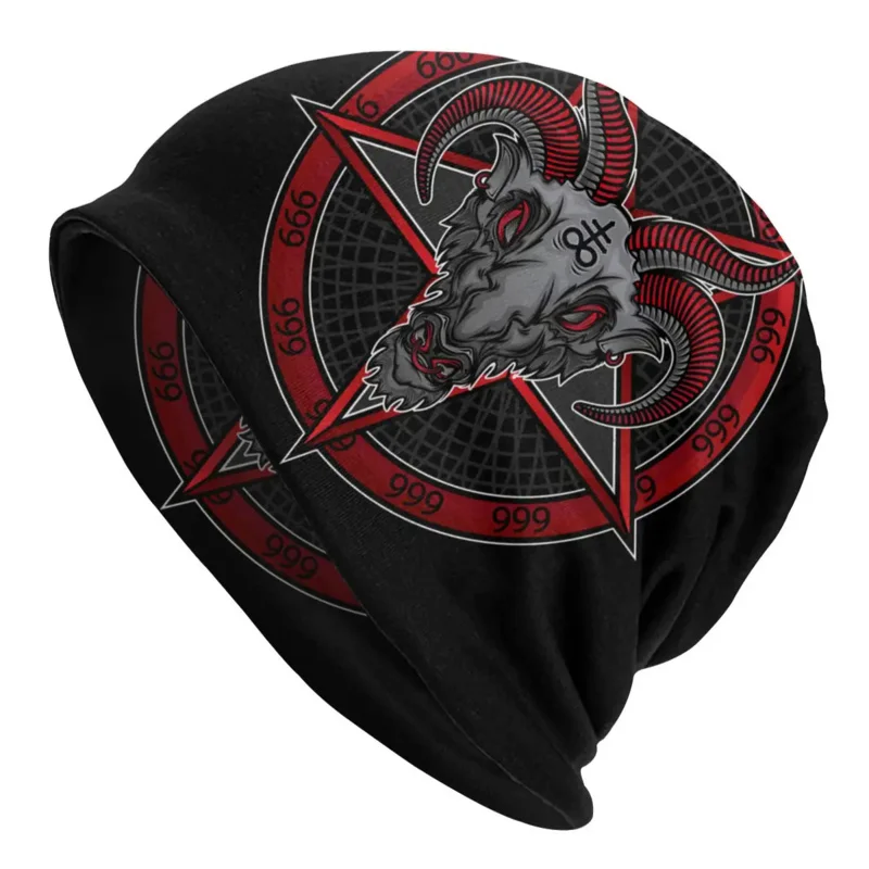 

Devil Goat Satan 666 Beanies Caps Men Women Unisex Cool Winter Warm Knit Hat Adult Pentagram Occult Magic Bonnet Hats