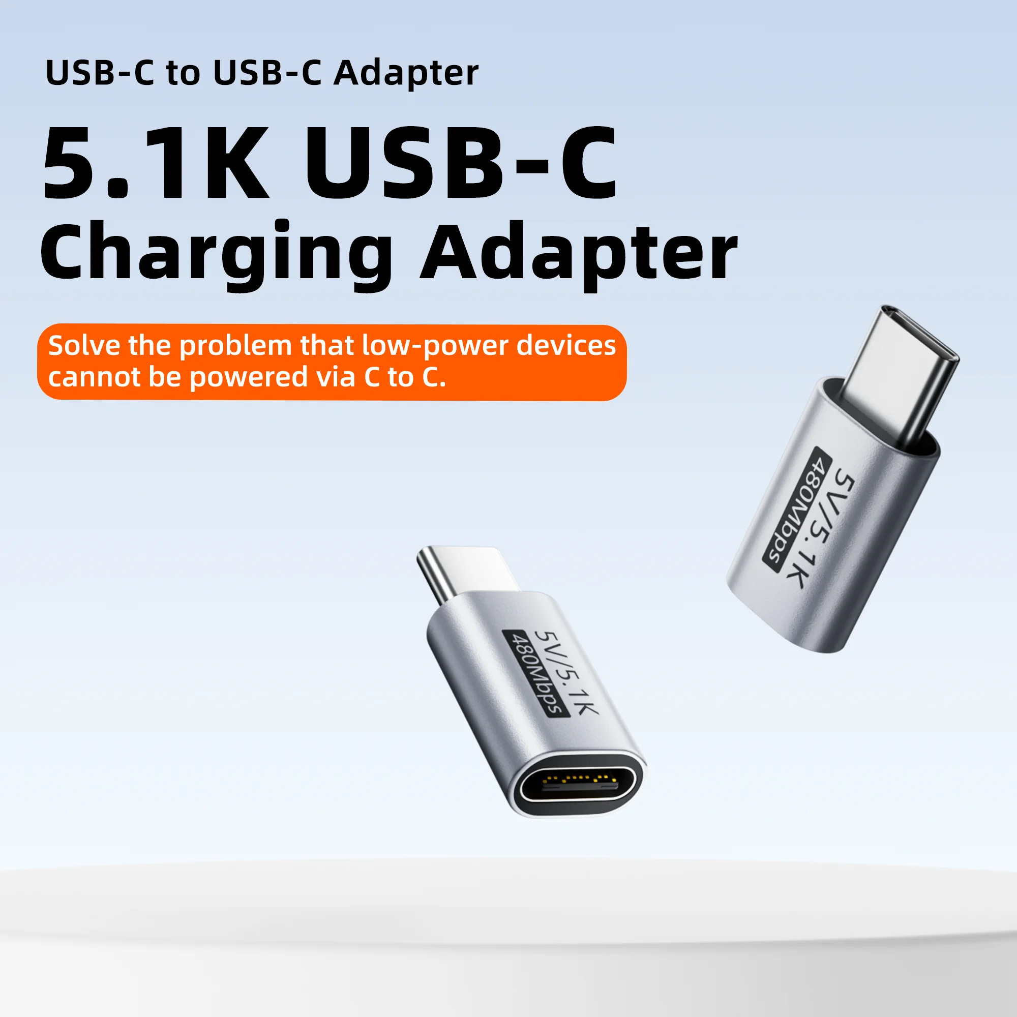 USB-C 5.1K 저항 충전 어댑터 안전한 5V 과전압 보호 소형 스마트 기기용 알루미늄 합금 유형 C 커넥터