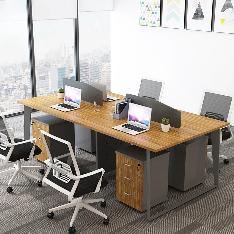 The staff desk has a simple working position. Modern single-person staff desk 2/4/6/8-person computer office desk and chai desk staff simple modern workstation staff 4 6 people double 2 card slots industrial style clerk furniture
