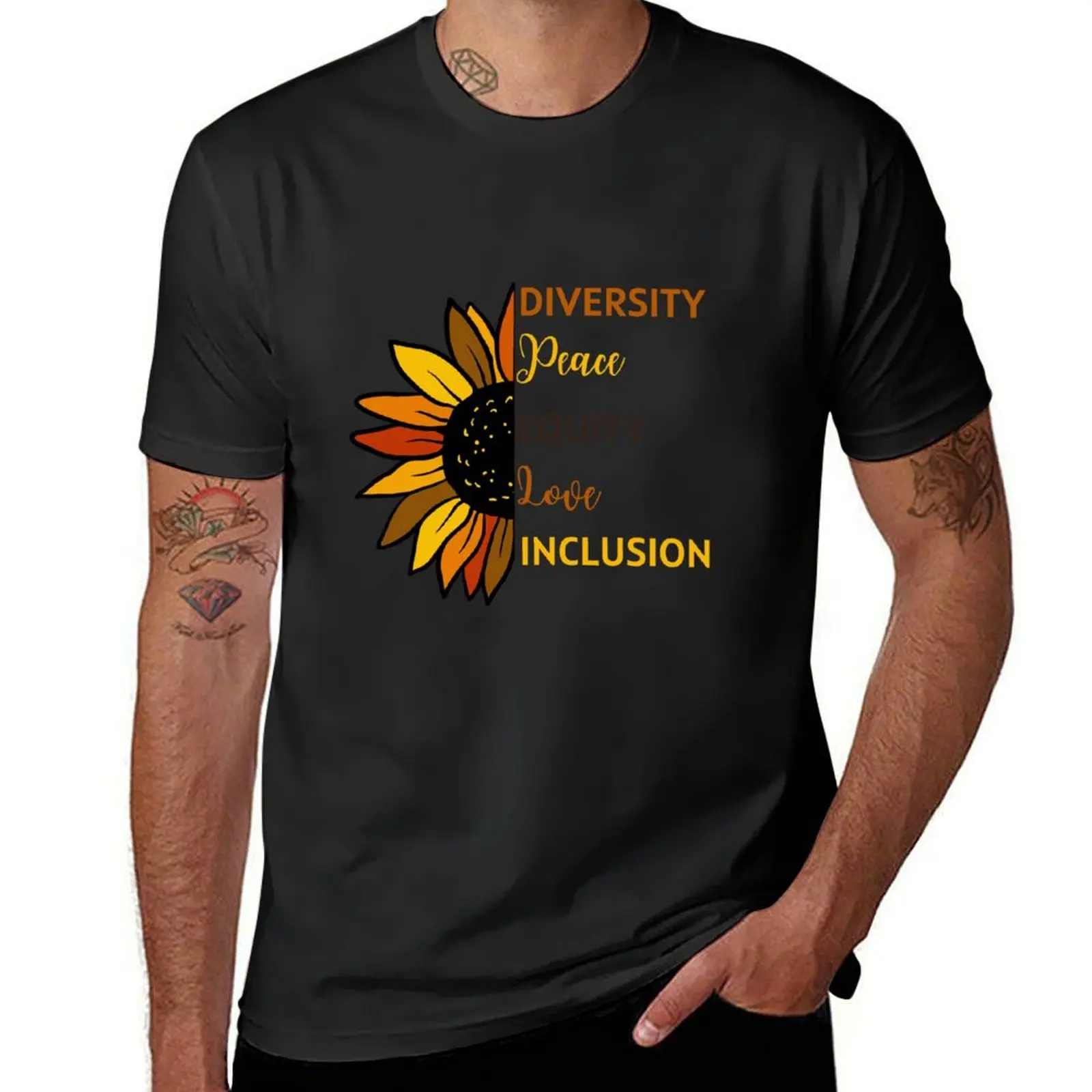 

Diversity Peace Equity Love Inclusion T-Shirt graphics blacks Blouse men workout shirt