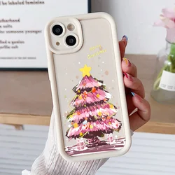 Pink Christmas Tree Soft TPU Shockproof Phone Case Cover - Xiaomi 12T (J88 - White)