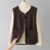 Vests New Spring Autumn Women Button Waistcoat Lamb Wool Winter Thermal Warm Thick Fleece Vests Sleeveless Jacket Ladies Coats 6