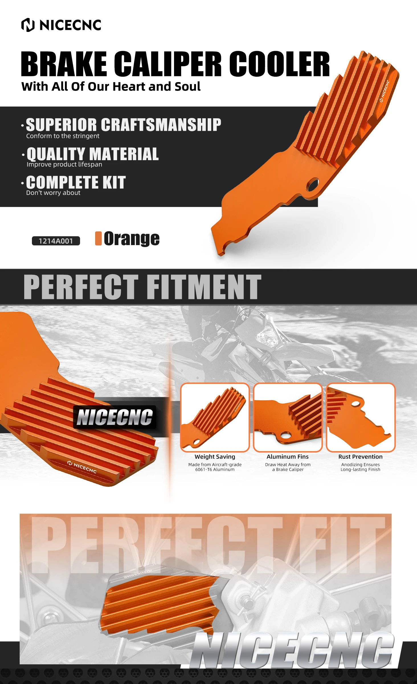 NICECNC Für 2023 2022 2021 KTM EXC 300 EXCF 350 SX 125 SXF 450 Husqvarna TE300 GasGas EC300 Hinterradbremse Kühlkörper Bremssattel Kühler – Detail 1