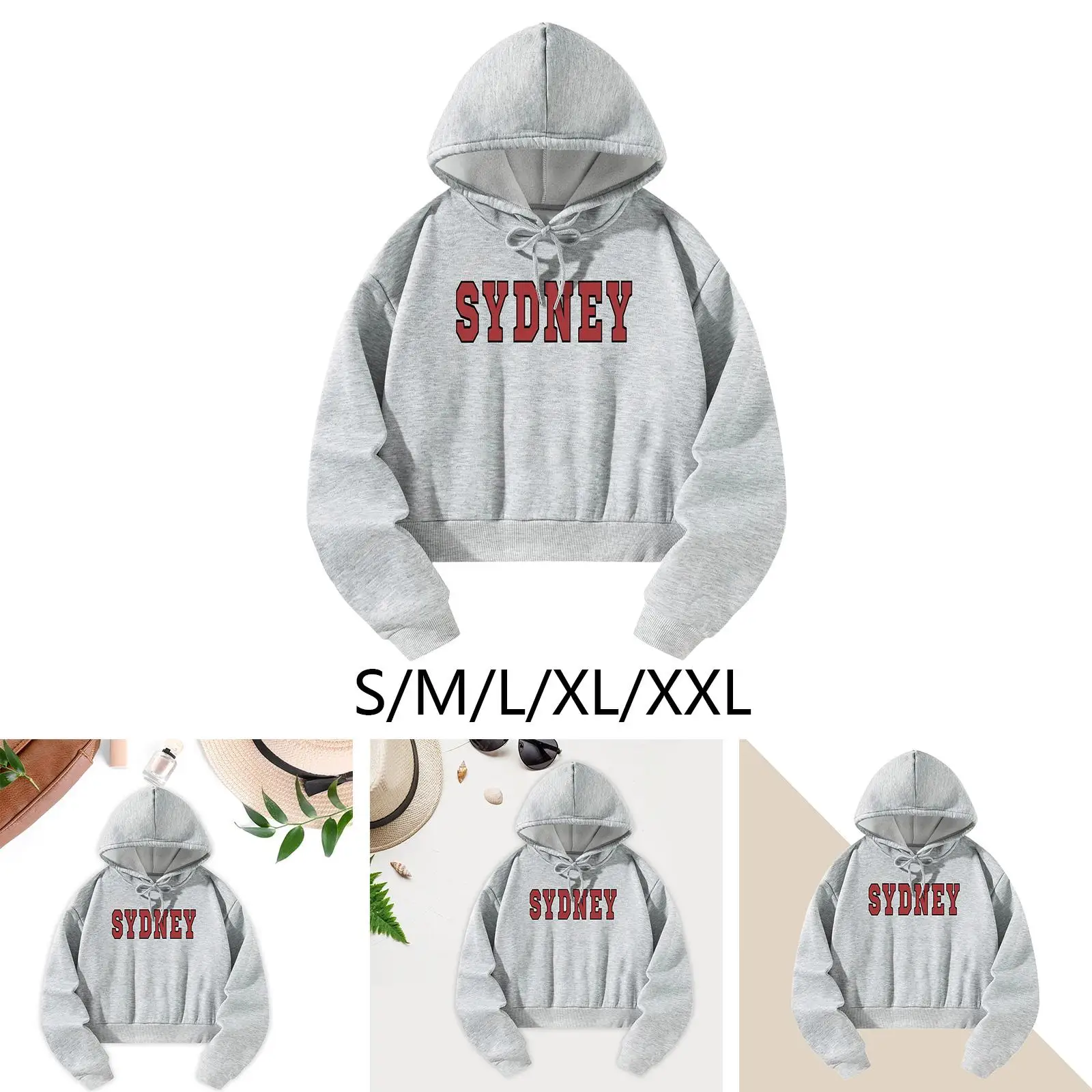 Womens Cropped Hoodie Simple Trendy with Hood Casual Women`s Clothes Pullover Crop Hoodie for Workout Travel Street Daily Office