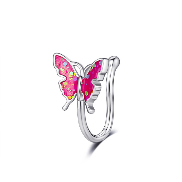 Crystal Butterfly Fake Nose Ring Non Piercing Clip On Nose Ring Indian Style Nose Cuff Fake Piercing Septum Nariz Jewelry