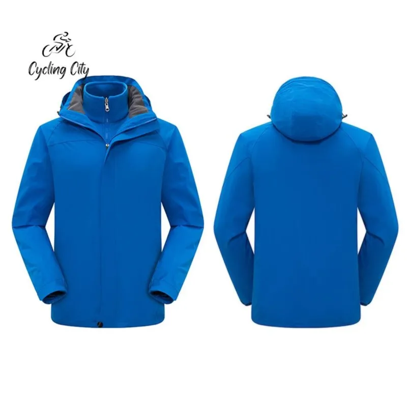 Cycling City Outdoor Two-piece Jacket Winter Fleece Thickened Warm Cycling Jacket Waterproof Windproof Detachable Hooded