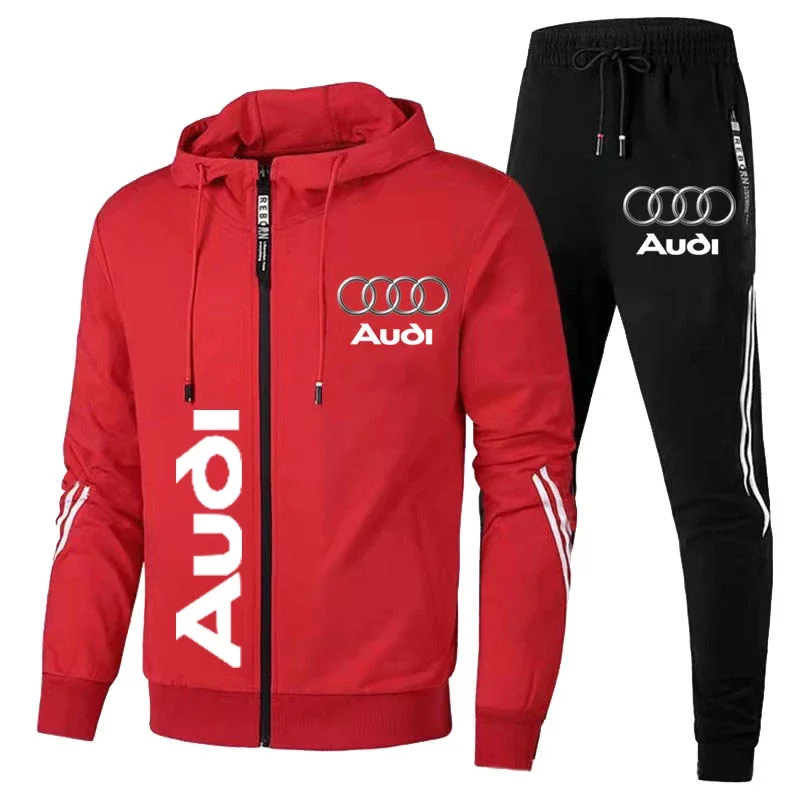 Men's Tracksuit Audi Logo Print 2 Piece Suit motorcycle clothing