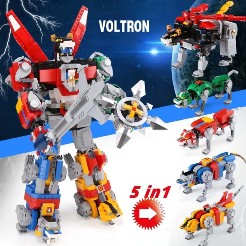 

В наличии, деформируемая модель Voltron Robot 5 в 1, совместим с 21311 строительными блоками, кирпичная игрушка, Рождественский подарок на день рождения
