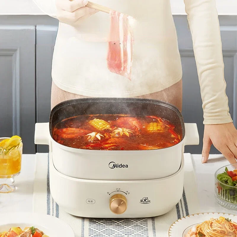 Midea 전기 차핑 접시, 대용량 다기능 쿠커, 요리 냄비, 음식 워머, 세척하기 쉬운