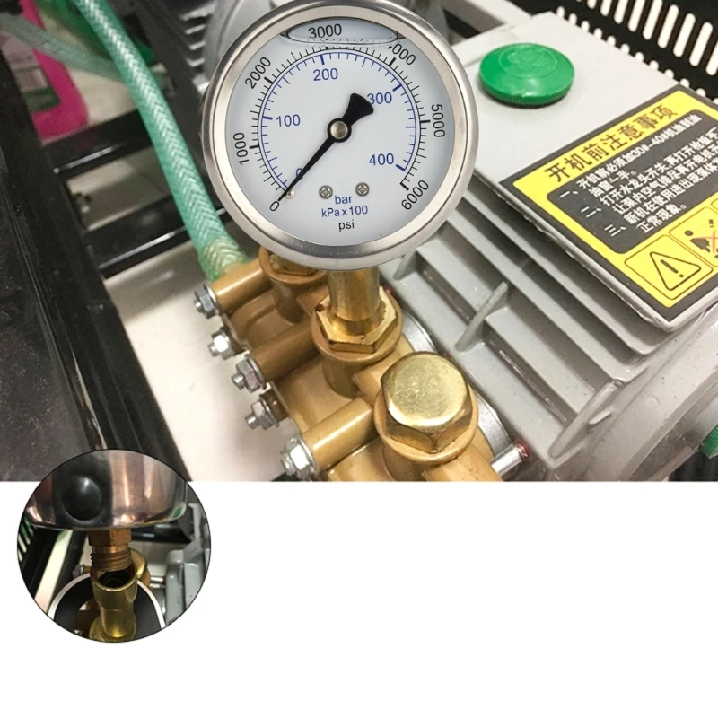 High Stability Pressure Washer Gauges 6000psi Quick  Pressure Gauges with N14x1.5 Thread used for Power Washer 69HF