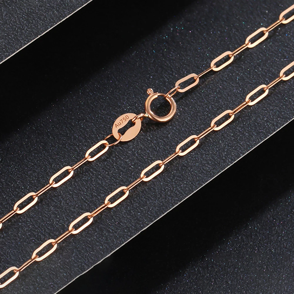 

Real 18K Rose Gold Women 2mmW Long Cable Chain Necklace Best Gift / Hallmark Au750