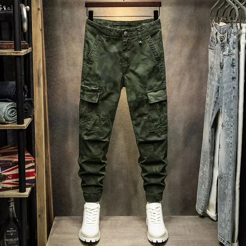 High Street Fashion Men Jeans Loose Fit Multi Pockets Designer Casual Cargo Pants Hombre Camouflage Hip Hop Joggers Men Overalls