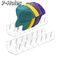 7-Holes Baseball Cap Display Rack Durable Clear Acrylic Hat Holder for Home Closet Storage Organization Stores Decoratio 1