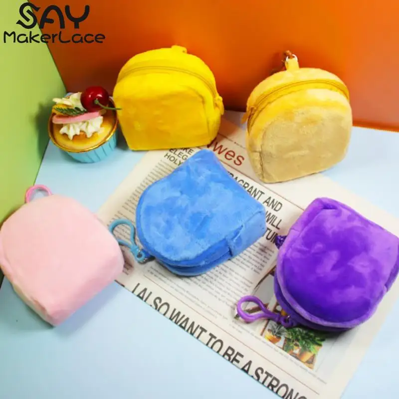 

Портативный Женский кошелек карамельных цветов, плюшевый держатель для монет, наушников, ключей, минималистичный однотонный маленький бумажник для мелочи