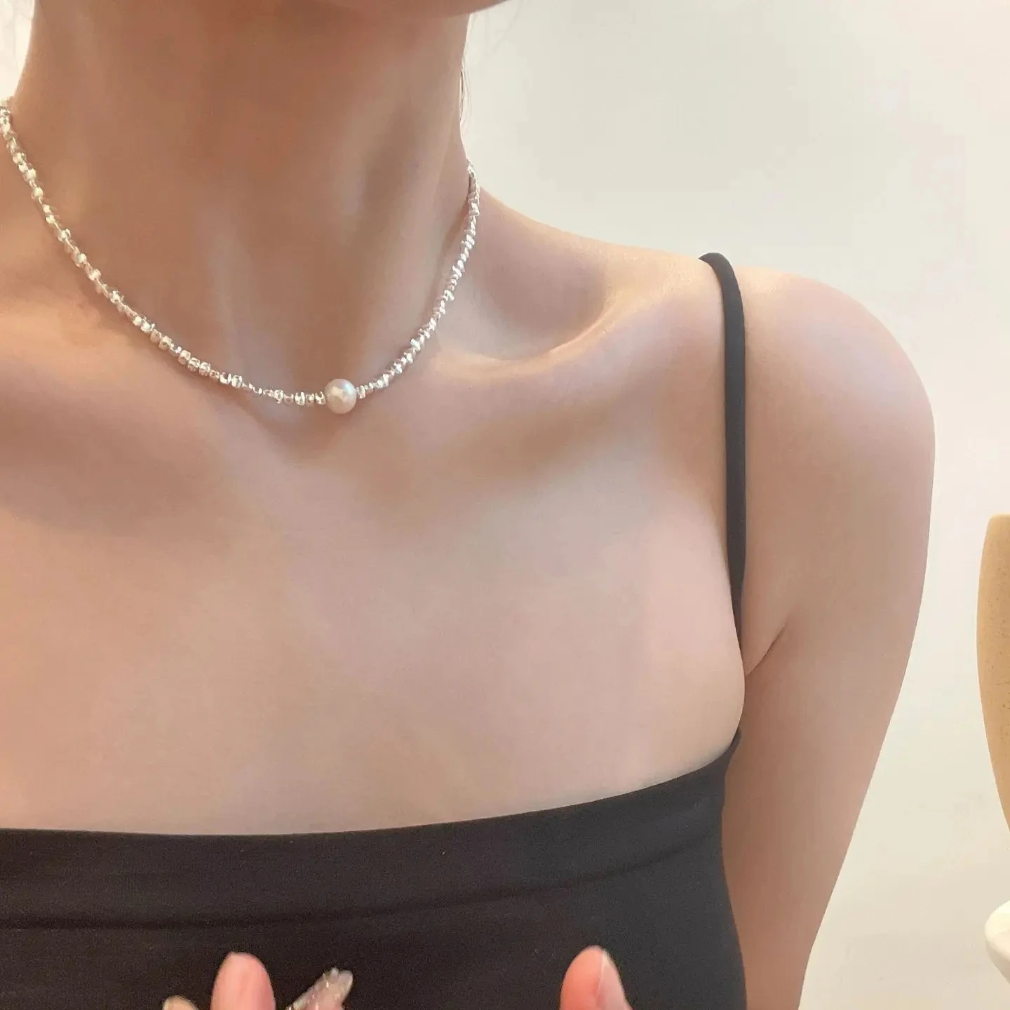 

SEREIN Fashion Shell Pearl Necklace Summer Clavicle Chain Niche Design Fashion New Tide Cold Wind Jewelry for Women