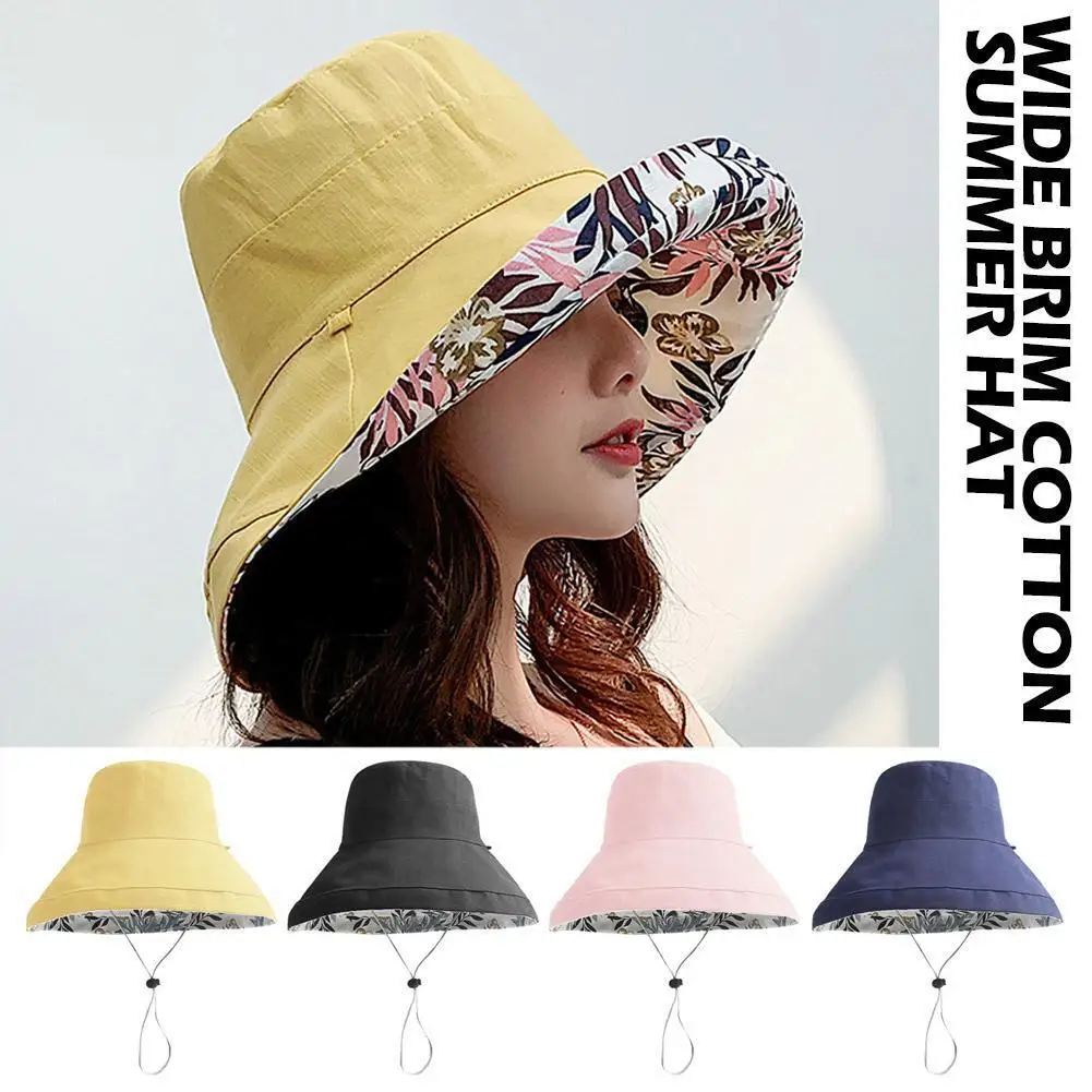 

1Pc Double-Sided Printing Dual-Purpose Fisherman Hat Women'S Korean Version Of The Cotton Big Brim Sun Hat Foldable Basin Hat