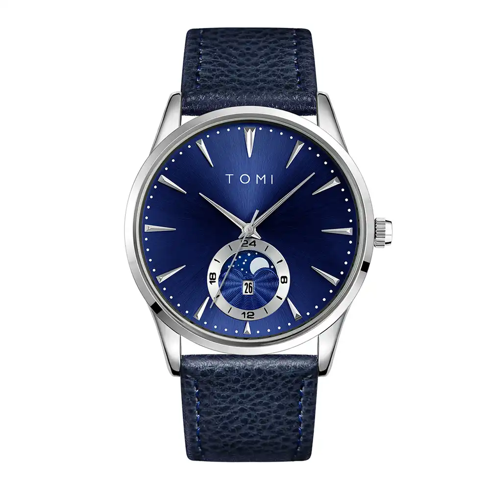 TOMI Men Luxury Leather Strap Watch Business and Leisure Large