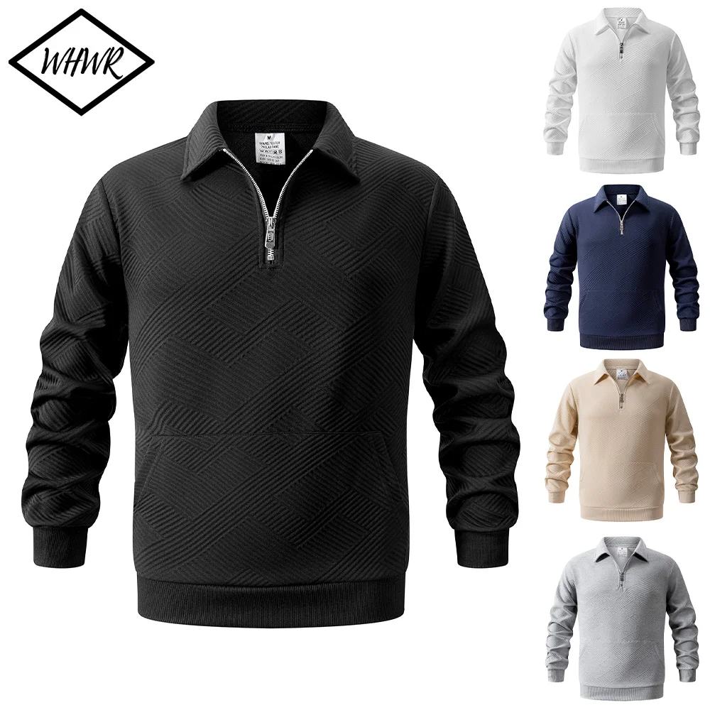 Autumn Mens Casual Sweatshirt Quarter Zip Pullover