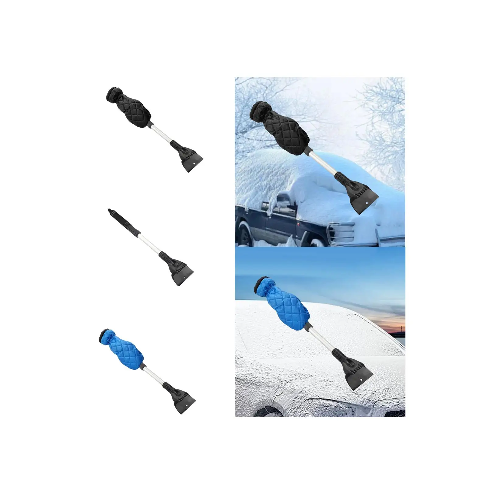 Retractable Car Windshield Ice Scraper with Glove Winter Car Accessories 41-56cm for Winter Lightweight Multifunctional Sturdy