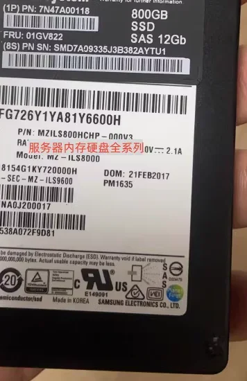 For 01GV822 7N47A00118 800G SAS 2 5 12gb SSD server solid state drive