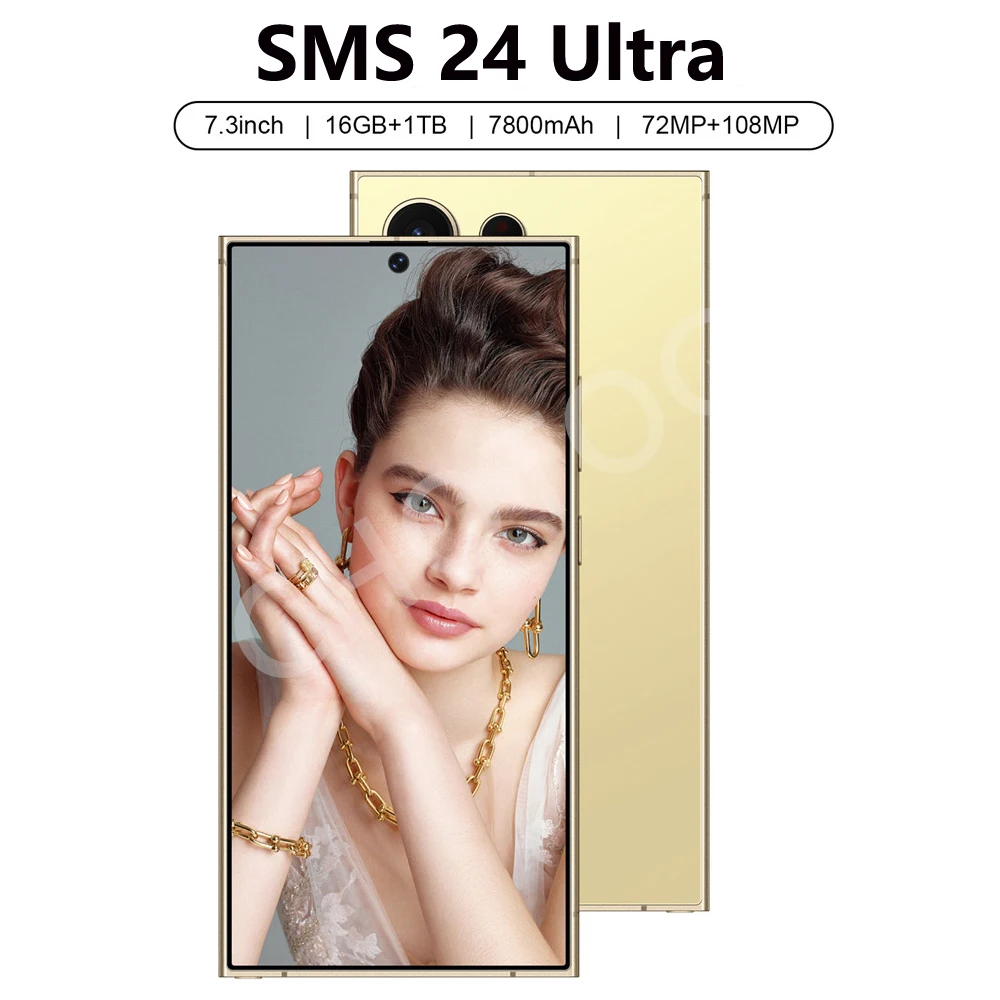 SMS 24 Ultra High-end Mobile Phone 16GB+1TB Cellphone 7800mAh Global Version HD Cell Phone 5G Dual SIM Smartphone Face Unlocked