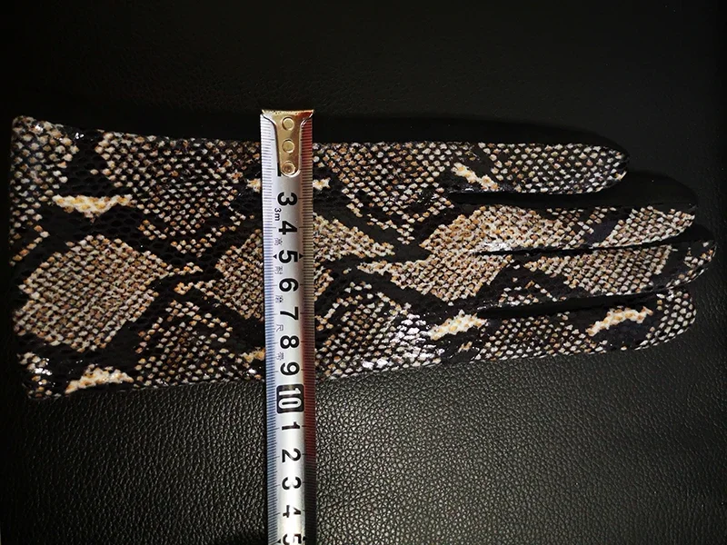 Frauen Touchscreen Handschuhe Winter Faux Tier Leder Schlangen Muster Fahren handschuh Wildleder Samt Verdicken Warme Leopard Handschuh H87 – Detail 2