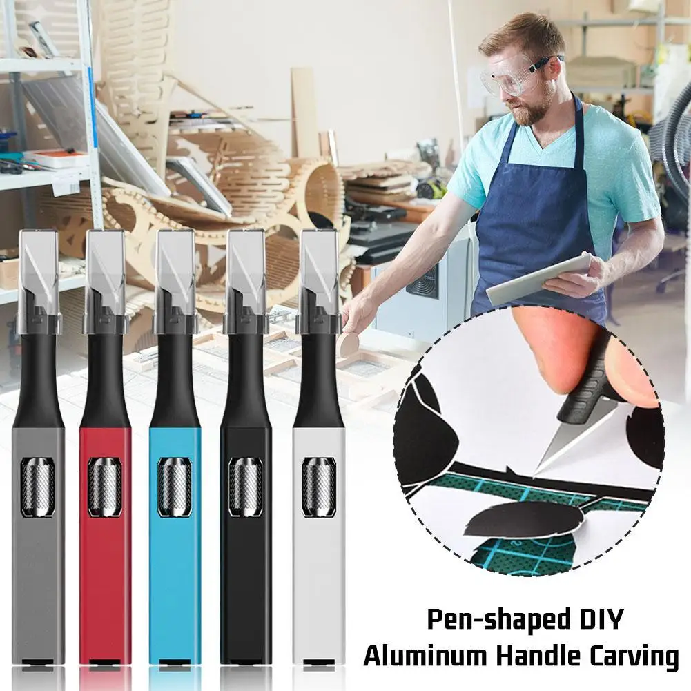 Pen-shaped DIY Aluminum Handle Carving Knife Comes With 5 Horseshoe Art Blades That Can Be Replaced By Yourself