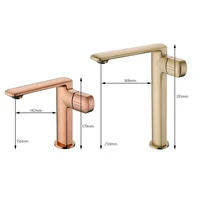 ก๊อกน้ำห้องน้ำระดับไฮเอนด์ โมเดิร์น ทำจากทองเหลืองแท้ สำหรับอ่างล้างหน้าในวิลล่า โรงแรม บ้าน ติดตั้งบนเคาน์เตอร์ ก๊อกน้ำผสมน้ำร้อนน้ำเย็น รูเดียวที่จับเดียวสูงและสั้นเรือห้องน้ำห้องน้ำผสมก๊าป 5